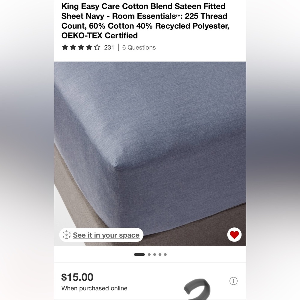 Room Essentials Blue Fitted Sheet ONLY